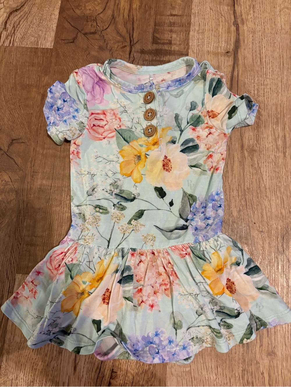 Posh Peanut Floral Short-Sleeve Ruffle Dress - Mint, Yellow, Pink, Purple